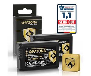 PATONA 2 x Protect NP-FW50 Battery 1100 mAh with V1 Protective Housing - Replacement Battery for Sony Alpha 6000 6100 6300 6400 6500, A7 II, A7R II, A5100, ZV-E10, RX10 II-IV, NEX