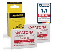 PATONA 2 x Replacement Battery for Canon NB-5L 900 mAh 3.7 V Compatible with Canon IXY Digital 1000 800 900 is IXUS 90 850 860 870 is ELPH SX 100 110 200 220 230 NB5L