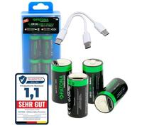 PATONA 8X CR123A Battery with USB-C - 3.0V Lithium 2400mWh Rechargeable - Includes 1-to-2 USB-C Charging Cables - Over 1,000 Charging Cycles - for Cameras, Torches, Alarm Sensors & Remote Controls