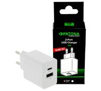 Patona Premium GaN PD36W Charger Adapter 1x USB-C 1x USB-A PD3.0 QC3.0 5V/3A