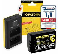 PATONA Protect BLX-1 Battery 2600 mAh / 18.72 Wh / 7.2 V NTC Sensor and V1 Protective Housing with USB LCD Charger Compatible with Olympus OM-1 OM-3 OM1 OM3 BLX1 BL-X1 BL X1 BLX 1