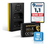 PATONA Set - Dual LCD Charger USB-C with BLX-1 Protect Battery, 2600 mAh | Compatible with Olympus OM System OM-1, OM1 Mark II, OM-3, OM3, BLX1 battery, with NTC sensor and protective housing