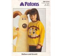 Patons Children's Wallace and Gromit Motif Sweater Knitting Pattern: To fit chest 26" 28" 30" 32" - 66cm 71cm 76cm 81cm (To fit age 6years/7years, 8years/9years, 10years/11years, 12years/13years)