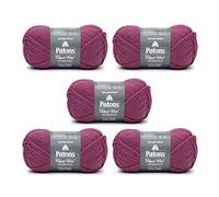 PATONS Classic Wool Rich Raspberry Yarn - 5 Pack of 3.5oz/100g - Wool - 4 Medium - 210 Yards - Knitting/Crochet