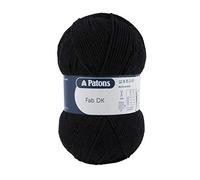 Patons Fab DK Kitting/Crochet Yarn Double Knitting Wool 100g Balls and 100% Acrylic Machine Washable & Tumble Dry Yarn - 44 Colours in The Range - Colour 2311 - Black - 1 x 100g Ball