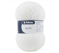 Patons Fab DK Kitting/Crochet Yarn Double Knitting Wool 100g Balls and 100% Acrylic Machine Washable & Tumble Dry Yarn - 44 Colours in The Range - Colour 2306 - White - 1 x 100g Ball
