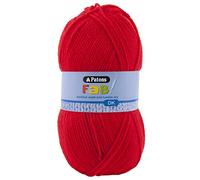Patons Fab DK Kitting/Crochet Yarn Double Knitting Wool 100g Balls and 100% Acrylic Machine Washable & Tumble Dry Yarn - 44 Colours in The Range - Colour 2323 - Red - 1 x 100g Ball