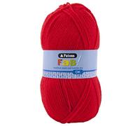 Patons Fab DK Kitting/Crochet Yarn Double Knitting Wool 100g Balls and 100% Acrylic Machine Washable & Tumble Dry Yarn - 44 Colours in The Range - Colour 2323 - Red - 4 x 100g Balls