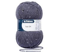 Patons Fab DK Kitting/Crochet Yarn Double Knitting Wool 100g Balls and 100% Acrylic Machine Washable & Tumble Dry Yarn - 44 Colours in The Range - Colour 8372 - Grey Blue Tweed - 1 x 100g Ball