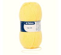 Patons Fab DK Kitting/Crochet Yarn Double Knitting Wool 100g Balls and 100% Acrylic Machine Washable & Tumble Dry Yarn - 44 Colours in The Range - Colour 2330 - Lemon - 2 x 100g Balls