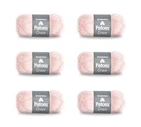 PATONS Grace Blush Yarn - 6 Pack of 1.75oz/50g - Cotton - 3 DK - 136 Yards - Knitting/Crochet