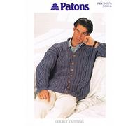 Patons Knitting Pattern 5176, Mans V Neck Cable Cardigan, DK, Sizes 86-112cm 34-44"