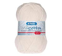 Patons Knitting Yarn, Cotton, White, One Size