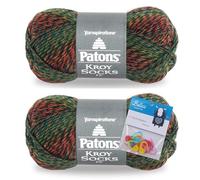 Patons Kroy Socks FX Yarn 2-Pack Bundle with Bella's Crafts Stitch Markers (Clover Colors)