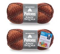 Patons Kroy Socks FX Yarn 2-Pack Bundle with Bella's Crafts Stitch Markers (Copper Colors)
