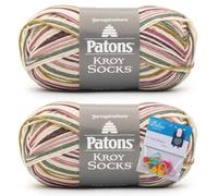 Patons Kroy Socks Yarn 2-Pack Bundle with Bella's Crafts Stitch Markers (Midnight Orchid)