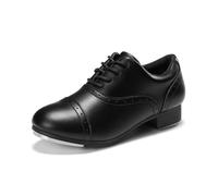 PATPAT Boys Tap Dance Shoes with Lace-Up, Zinc Alloy Taps, Triple Cushion Comfort, Baroque Oxford Style, Non-Slip Flexible Sole for Practice and Performance