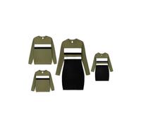 PATPAT Family Outfit Set Long Sleeve Autumn Partner Look Mother Daughter Dress Mother Child Dresses Mum Daughter Clothing Including Partner T-Shirt Unique Design Army Green