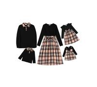 PATPAT Family Outfit Set, Long Sleeves, Mother Daughter Dress and Partner Look Shirt, Family Matching Outfits, Mum Partner Outfit, Parent-Child Outfit, Women, Baby Girls, Men, Boys, Autumn & Spring,