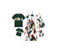 PATPAT Family Partner Look Set - Hawaii Summer Outfit for Mum, Dad, Children - Beach Wear Family - Mother Daughter Dress & Father Son T-Shirt - Matching Outfit Holiday & Photo Shoot, Green, 2 Years