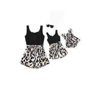 PATPAT Mother Daughter Jumpsuit Set - Matching Summer Outfit for Mum, Daughter & Baby, Family Outfit Summer, Comfortable Onesie for Mother & Daughter, Perfect for Holiday, Photo Shoot, Leisure, black