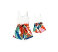 PATPAT Mother Daughter Jumpsuit Set - Matching Summer Outfit for Mum, Daughter & Baby, Family Outfit Summer, Comfortable Onesie for Mother & Daughter, Perfect for Holiday, Photo Shoot, Leisure, White
