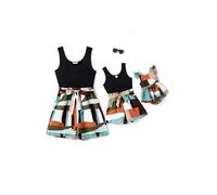 PATPAT Mother Daughter Jumpsuit Set - Matching Summer Outfit for Mum, Daughter & Baby, Family Outfit Summer, Comfortable Onesie for Mother & Daughter, Perfect for Holiday, Photo Shoot, Leisure, Colour