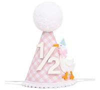 PATRDIO One Silly Goose Birthday Hat - Silly Goose 1st Birthday Decorations, Pink Gingham 1st Birthday Party Hat For Her (pink2/1)