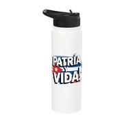 Patria Y Vida Cuba SOS Cuban Flag Free Cuba Libre Stainless Steel Insulated Water Bottle