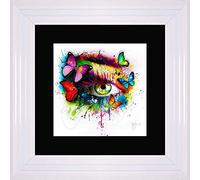Patrice Murciano Wall Art - Butterfly Eye 2 - Framed Print with Border (55cm x 55cm) (White Frame)