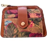 Patricia Nash Cassis Leather ID Case, Full-Grain Leather, RFID Blocking Wallet, Black/Tan, Heritage Style, with Card Slots & ID Window, Vintage Victorian Garden, 4.75x3.75x0.25 Inch