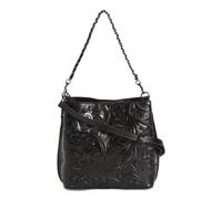Patricia Nash Tooled Leather Ledra Bucket Crossbody Bag, Black Tooled, 10in W x 9in H