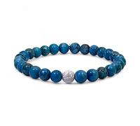 PATRICIA TRENDY - African Turquoise Bracelet - Precious and Energy Natural Stones for Women and Men - Elastic Thread with 6mm Ball Beads, 19 cm, Turquoise Stone, Turquoise