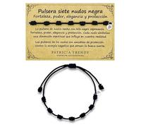 PATRICIA TRENDY - Bracelets 7 knots black original - Against the evil eye - Black thread destiny protection negative energy - Amulet for good luck - Prosperity family friends couples, Ajustable de 11