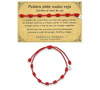 PATRICIA TRENDY - Bracelets seven knots red original - Against the evil eye - Red thread destiny protection negative energy - Amulet for good luck - Prosperity family friends couples, Ajustable de 11