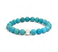 PATRICIA TRENDY - Turquoise bracelet from Mongolia - Natural semi-precious and energetic stones for women and men - Elastic thread with ball beads 8 mm, 19 cm, Turquoise Stone, Turquoise