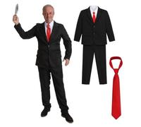 Patrick Bateman Costume - American Psycho Outfit for Men with Suit, Shirt, Red Tie - Halloween Costumes for Men & Horror Fancy Dress (XL)