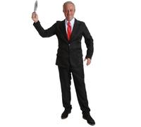 Patrick Bateman Costume - American Psycho Outfit for Men with Suit, Shirt, Red Tie & Prop Knife - Halloween Costumes for Men & Horror Fancy Dress (M)