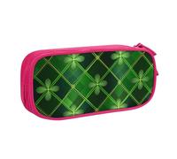Patrick Clover Pencil Case for Boys Girls Green Leaves Large Pen Bag Desk Stationery Organizer Pencil Pouch for School Office Zippered Makeup Bag