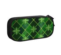 Patrick Clover Pencil Case for Boys Girls Green Leaves Large Pen Bag Desk Stationery Organizer Pencil Pouch for School Office Zippered Makeup Bag