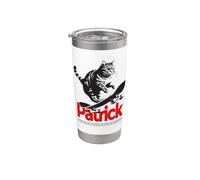 Patrick - Cute Boy Name with Cool with Cool Cat & Skateboard Stainless Steel Insulated Tumbler