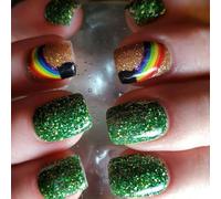 Patrick ' s Day Fake Glues on Artificial Acrylic Stick on with Rainbows Designs Green Fake