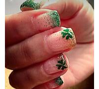 Patrick's Day False Nails Green Shamrock Stick On Glittering Press On Adding Festival Charm To Any Outfit Green Shamrock Nail Art