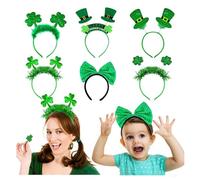 Patricks Day Headband, 6 Pack Irish Shamrock Head Bopper Green Clover Leaf Headband Green Irish Accessories St Patricks Day Outfits Hair Accessory for Kids Adults Fancy Dress Headwear Accessory