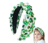 Patrick's Day Headband - St. Patrick's Headband for Girls, Wide Headband, St. Patrick's Day Headband Green Shamrock Headband Decorative Crystal Rhinestone Headband for Irish Holiday Hair Accessories
