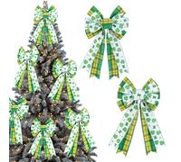 Patrick's Day Party Decorations | Pair of Decorative Green Bows | Outdoor Ties - Irish Party Front Door Indoor Table Garden Wardrobe Fireplace Shelf Festival