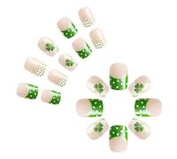 Patrick's Day Press On Nail French Nail Tips Square Fake Nails Fake Nails Clover Design Full Cover Acrylic Nails