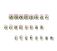 Patrick's Day Press On Nails French Tip Square Fake False Clovers Designs Full Covers Acrylic Green Shamrock Fake Nail