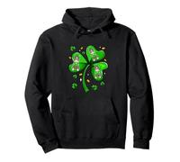 Patrick's Day Three Cute Australian Shepherds On Shamrocks Pullover Hoodie
