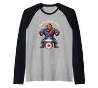 Patriot Energy Bear Drummer American Flag Fierce Animal Raglan Baseball Tee